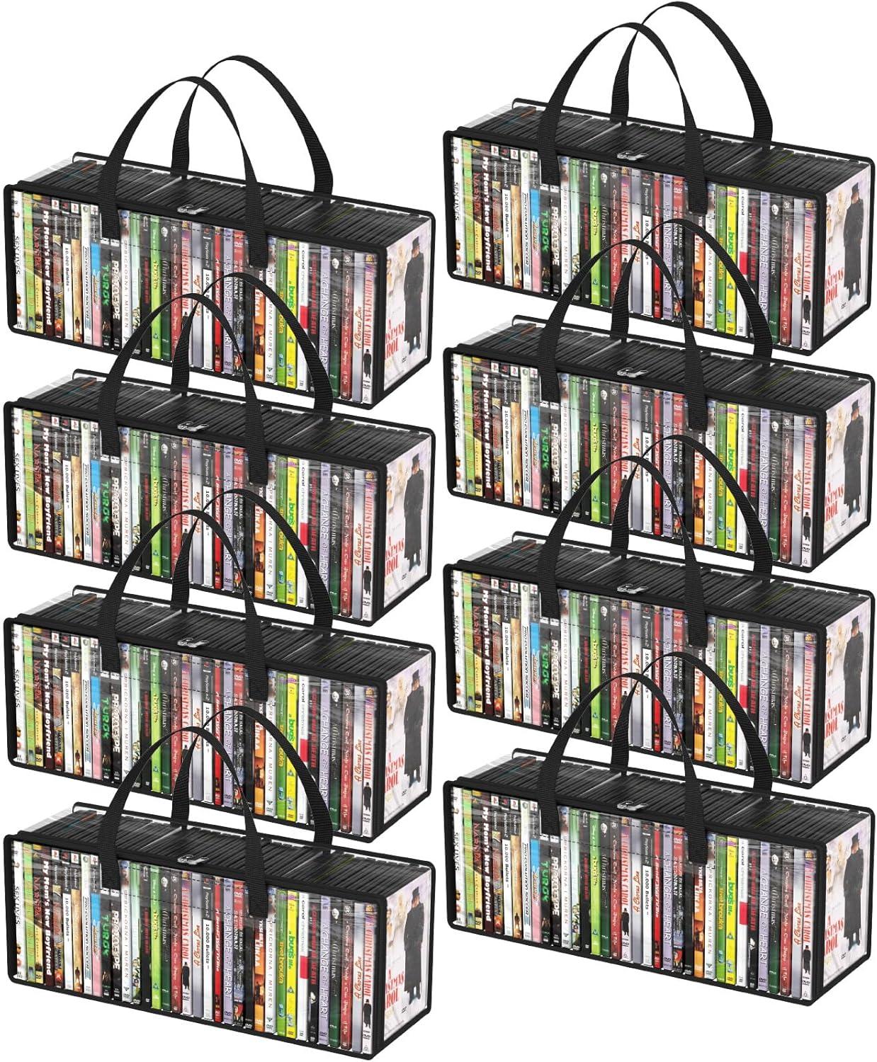 imageLifewit CD Storage Bags Clear PVC Plastic CD Case Holder with Handles Front Window Zipper Design Stackable Media Organizer Box for Albums Hold up to 100 Pcs CDs 50 Each 2 Pack8