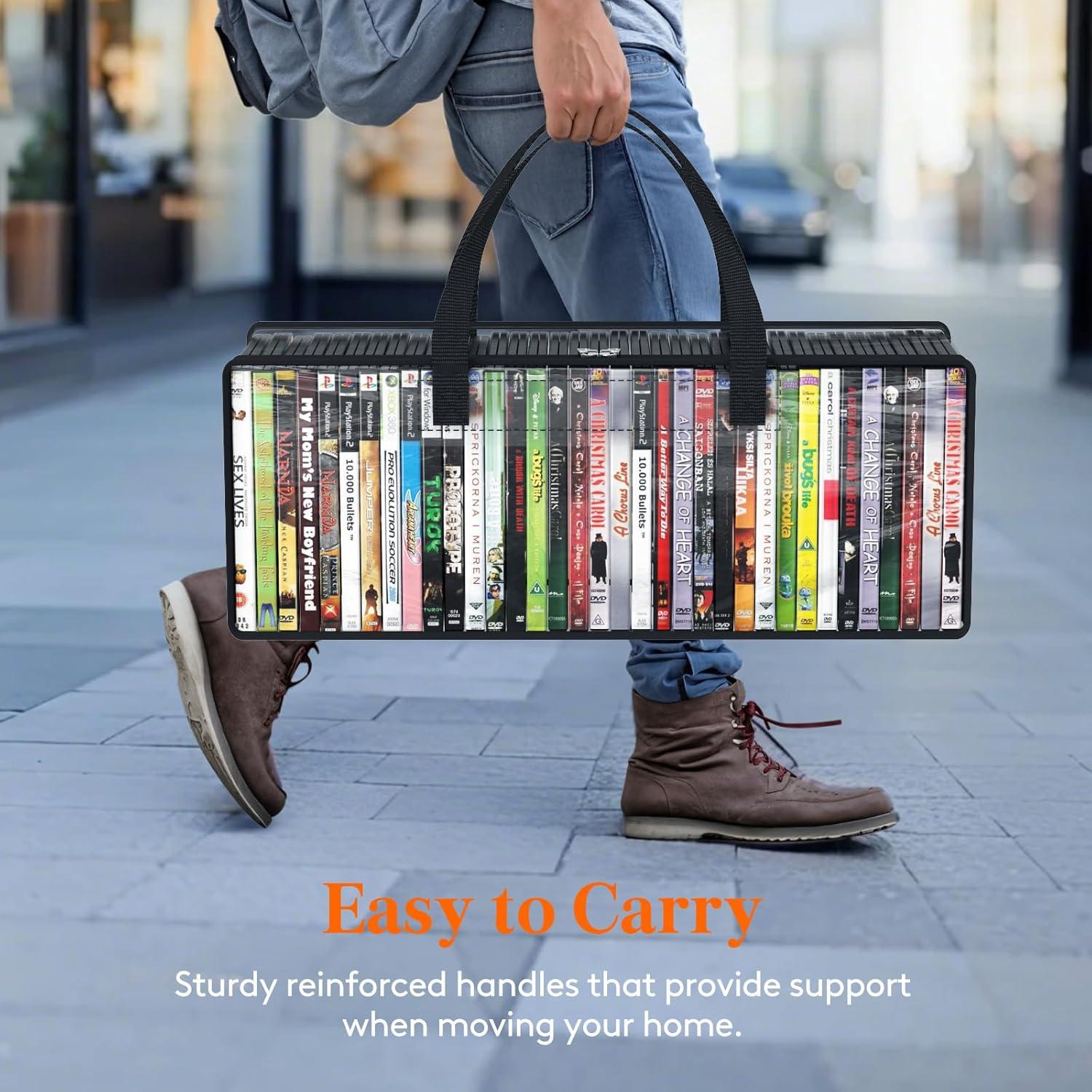 imageLifewit CD Storage Bags Clear PVC Plastic CD Case Holder with Handles Front Window Zipper Design Stackable Media Organizer Box for Albums Hold up to 100 Pcs CDs 50 Each 2 Pack2