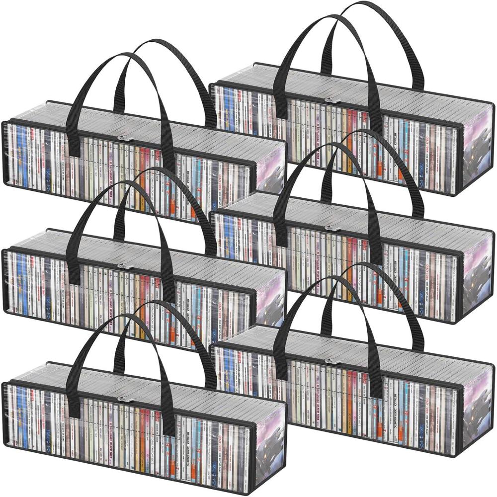 imageLifewit CD Storage Bags Clear PVC Plastic CD Case Holder with Handles Front Window Zipper Design Stackable Media Organizer Box for Albums Hold up to 100 Pcs CDs 50 Each 2 Pack6