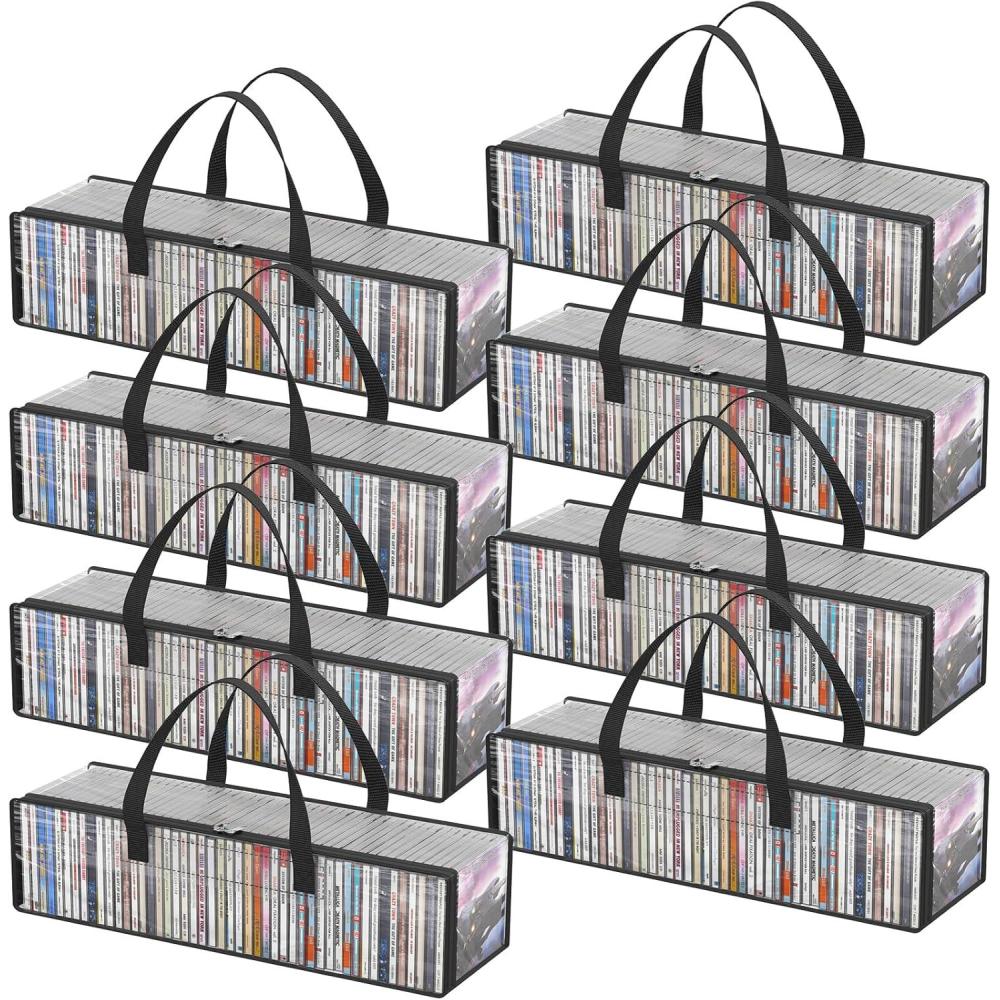 imageLifewit CD Storage Bags Clear PVC Plastic CD Case Holder with Handles Front Window Zipper Design Stackable Media Organizer Box for Albums Hold up to 100 Pcs CDs 50 Each 2 Pack8