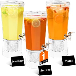 Lifewit 1.6 Gallon Drink Dispenser for Parties, 6L Plastic Beverage Container with Stand for Juice/Tea/Soda & Lemonade, BPA Free Clear Water Pitcher with Spigot for Mimosa Bar, Party Hosting(3)