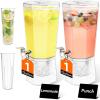 Lifewit 1 Gallon Drink Dispenser for Parties 2 Pcs, Plastic Beverage Container for Juice/Tea/Soda with Stand & Ice Core, Clear Lemonade Dispenser with Spigot, BPA Free Water Pitcher for Fridge(2)