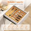 Lifewit Silverware Drawer Organizer, Utensil Tray for Kitchen, Flatware and Cutlery Holder, Storage for Spoons Forks Knives, 8.6 x 12.5″, Natural(12.9”W x 16.5”D)