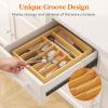 Lifewit Silverware Drawer Organizer, Utensil Tray for Kitchen, Flatware and Cutlery Holder, Storage for Spoons Forks Knives, 8.6 x 12.5″, Natural(12.9”W x 16.5”D)