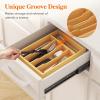Lifewit Silverware Drawer Organizer, Utensil Tray for Kitchen, Flatware and Cutlery Holder, Storage for Spoons Forks Knives, 8.6 x 12.5″, Natural(9.1”W x 12.6”D)
