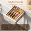Lifewit Silverware Drawer Organizer, Utensil Tray for Kitchen, Flatware and Cutlery Holder, Storage for Spoons Forks Knives, 8.6 x 12.5″, Natural(9.1”W x 12.6”D)