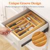 Lifewit Silverware Drawer Organizer, Utensil Tray for Kitchen, Flatware and Cutlery Holder, Storage for Spoons Forks Knives, 8.6 x 12.5″, Natural(9.9”W x 15.5”D)