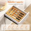 Lifewit Silverware Drawer Organizer, Utensil Tray for Kitchen, Flatware and Cutlery Holder, Storage for Spoons Forks Knives, 8.6 x 12.5″, Natural(9.9”W x 15.5”D)