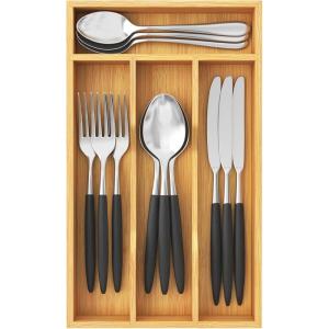 Lifewit Silverware Drawer Organizer, Utensil Tray for Kitchen, Flatware and Cutlery Holder, Storage for Spoons Forks Knives, 8.6 x 12.5″, Natural(6.7″W x 12″D)
