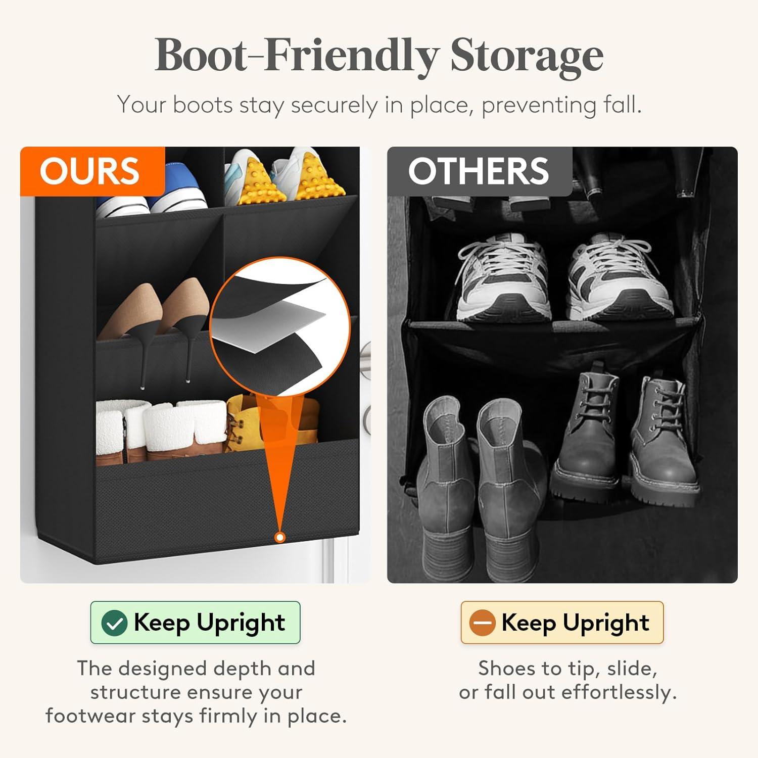 imageLifewit 6 Tier Over the Door Shoe Organizer with 11 Large Deep Pockets Fabric Hanging Shoes Shelf for Closet Dorm Storage Fit Up to 12 Pair Shoe Rack Holder for Sneakers Boots GrayBlack
