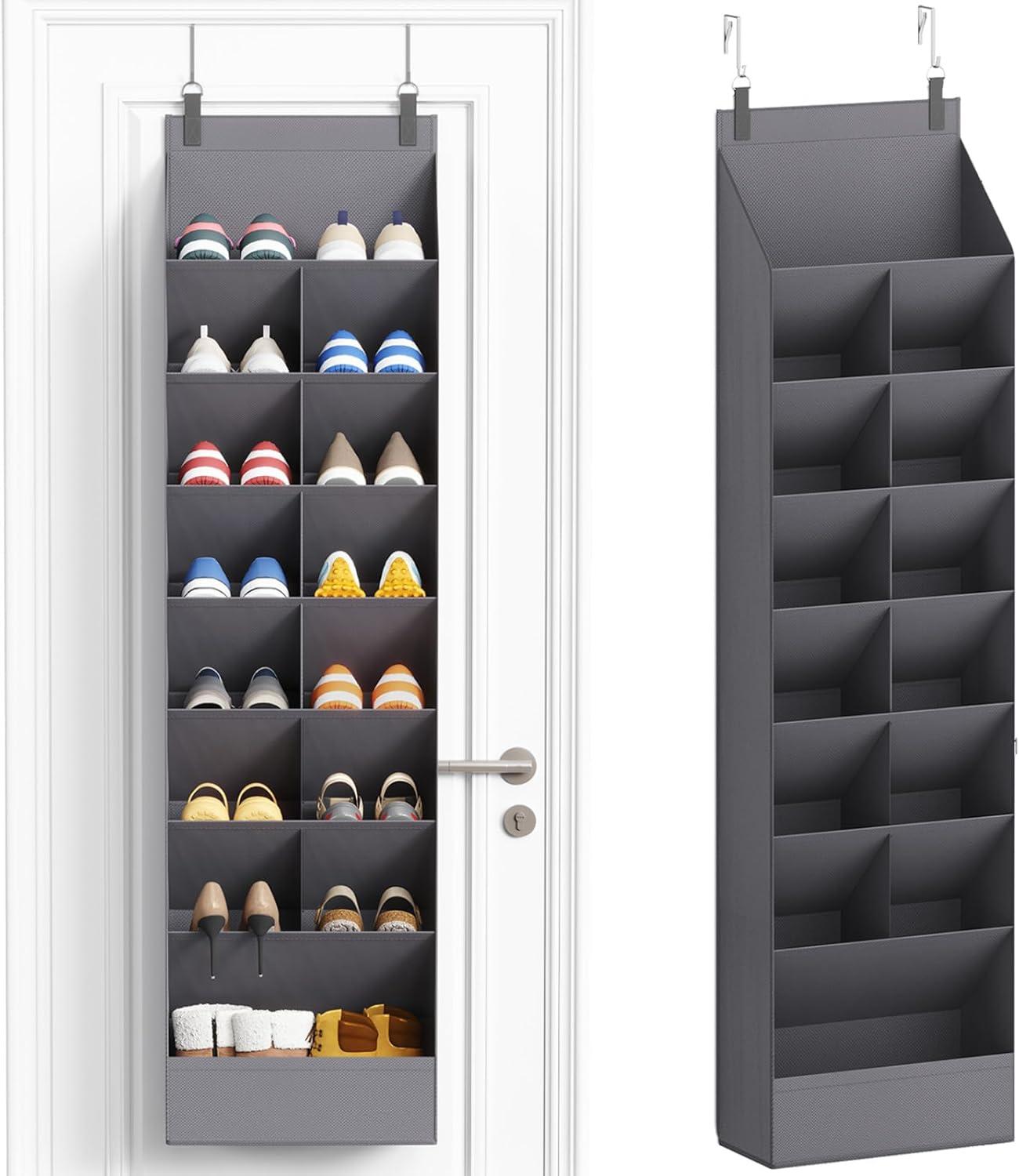imageLifewit 6 Tier Over the Door Shoe Organizer with 11 Large Deep Pockets Fabric Hanging Shoes Shelf for Closet Dorm Storage Fit Up to 12 Pair Shoe Rack Holder for Sneakers Boots GrayGray