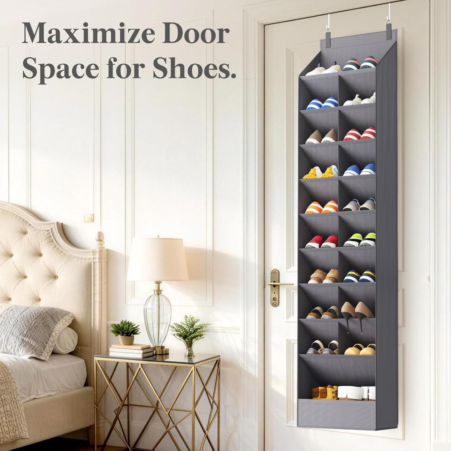 imageLifewit 6 Tier Over the Door Shoe Organizer with 11 Large Deep Pockets Fabric Hanging Shoes Shelf for Closet Dorm Storage Fit Up to 12 Pair Shoe Rack Holder for Sneakers Boots GrayGray