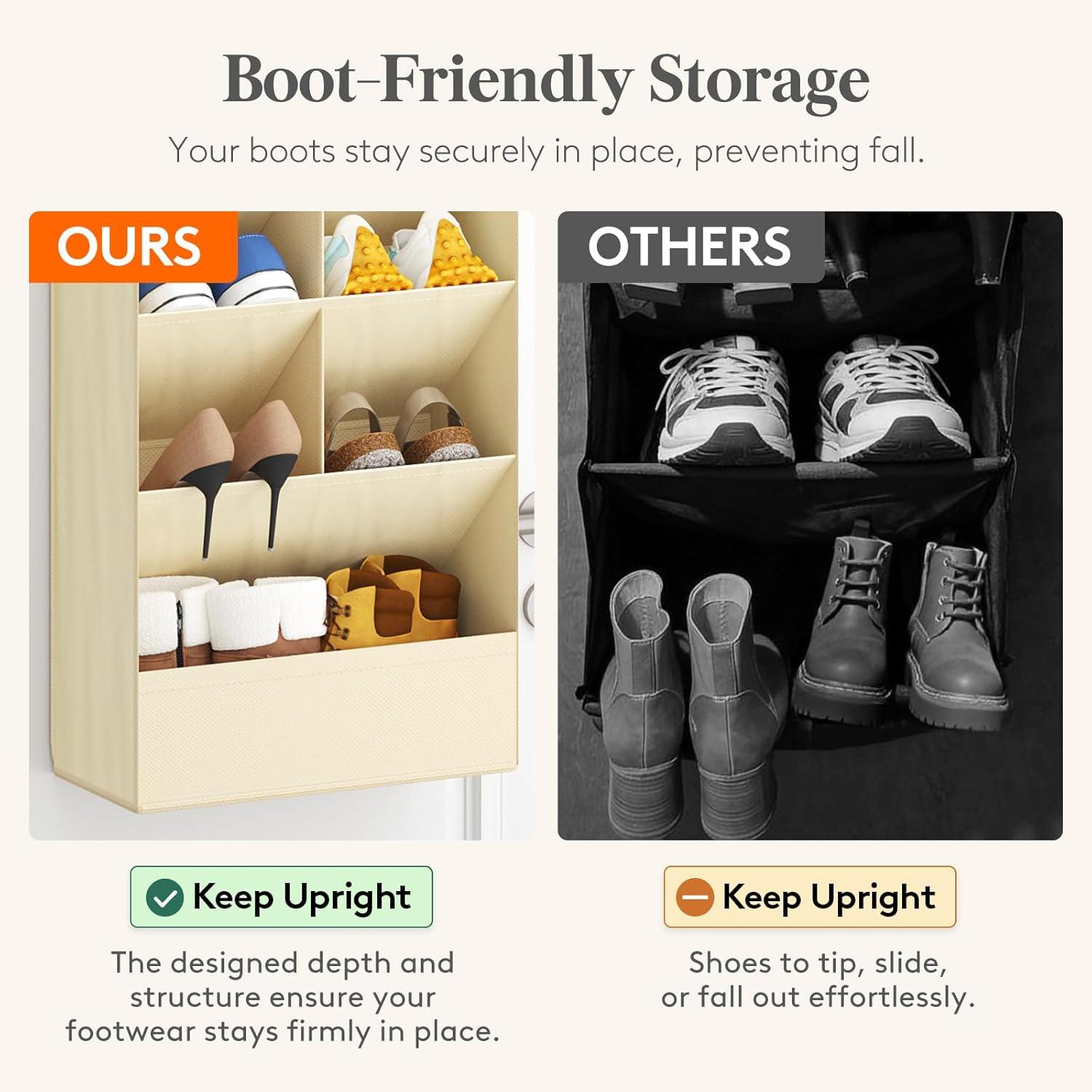 imageLifewit 6 Tier Over the Door Shoe Organizer with 11 Large Deep Pockets Fabric Hanging Shoes Shelf for Closet Dorm Storage Fit Up to 12 Pair Shoe Rack Holder for Sneakers Boots GrayBeige