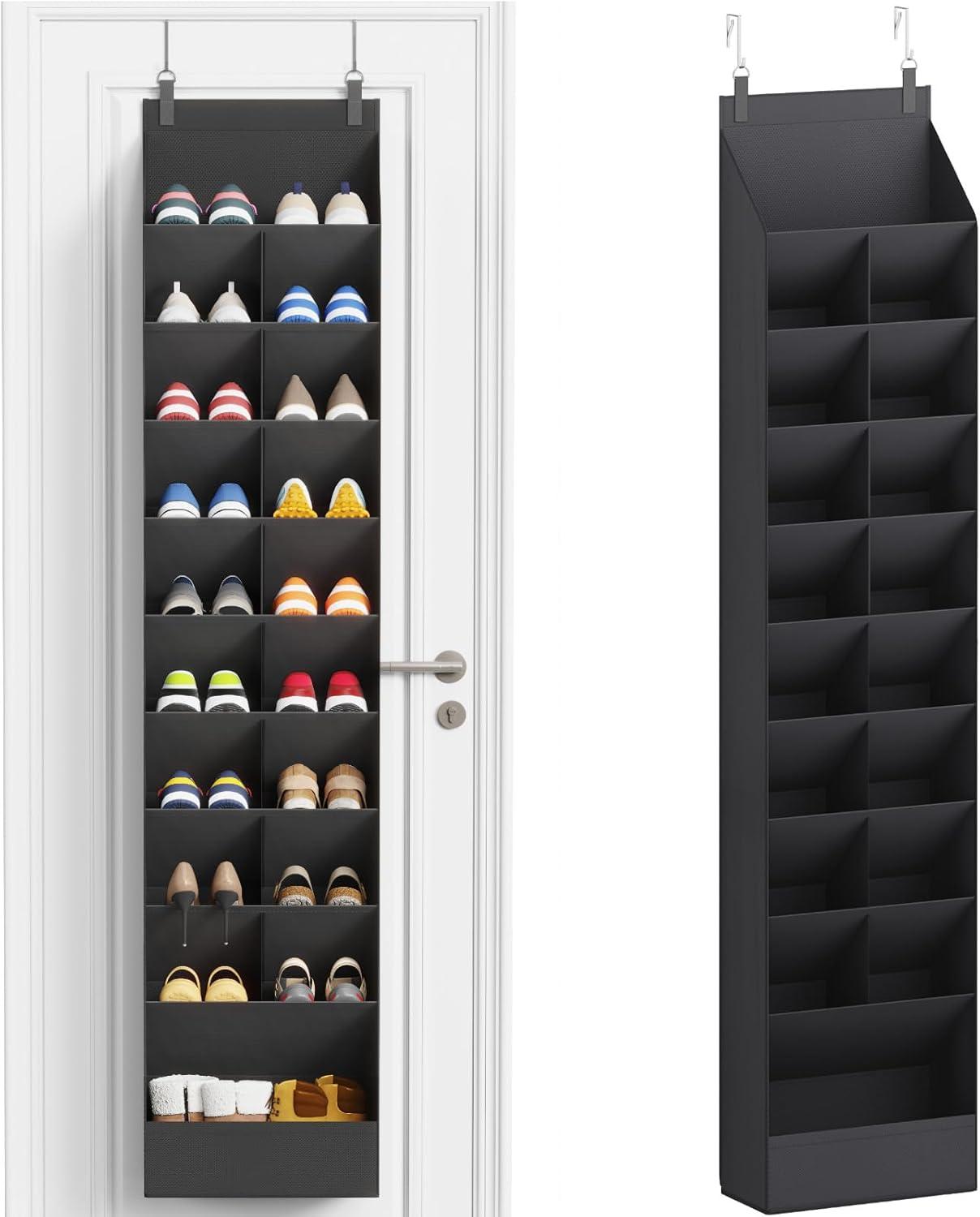 imageLifewit 6 Tier Over the Door Shoe Organizer with 11 Large Deep Pockets Fabric Hanging Shoes Shelf for Closet Dorm Storage Fit Up to 12 Pair Shoe Rack Holder for Sneakers Boots GrayBlack