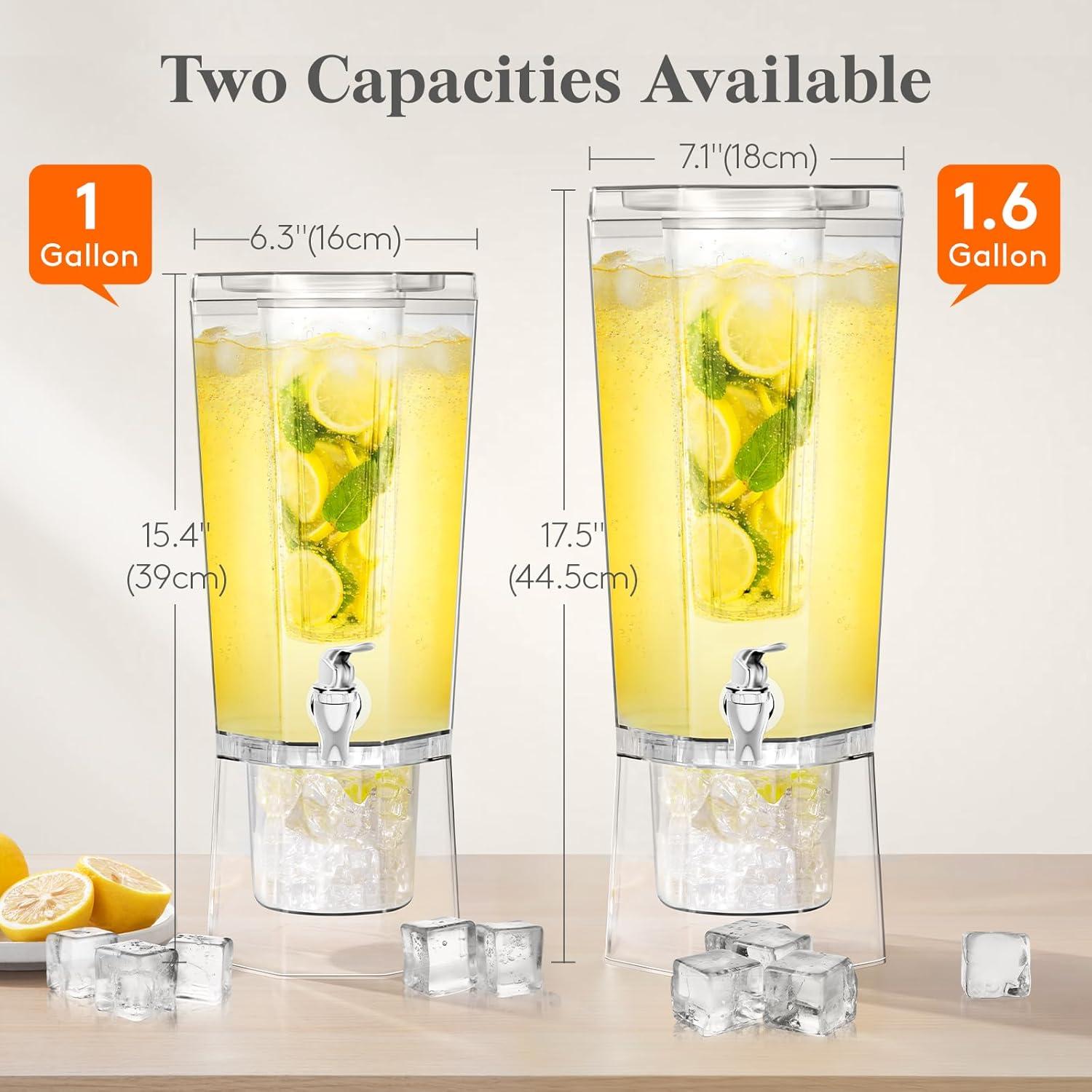 imageLifewit 16 Gallon Drink Dispenser for Parties 2 Pcs Large Plastic Beverage Container for JuiceTeaSoda with Stand amp Ice Core Clear Lemonade Dispenser with Spigot BPA Free Water Pitcher for Fridge2