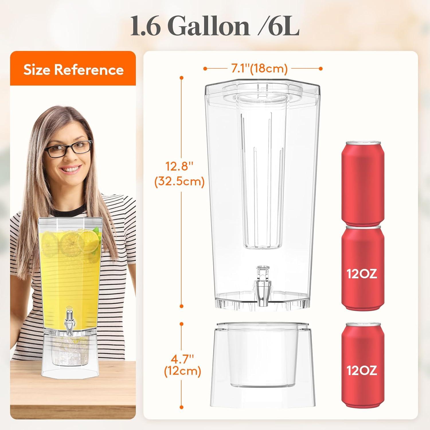 imageLifewit 16 Gallon Drink Dispenser for Parties 2 Pcs Large Plastic Beverage Container for JuiceTeaSoda with Stand amp Ice Core Clear Lemonade Dispenser with Spigot BPA Free Water Pitcher for Fridge2