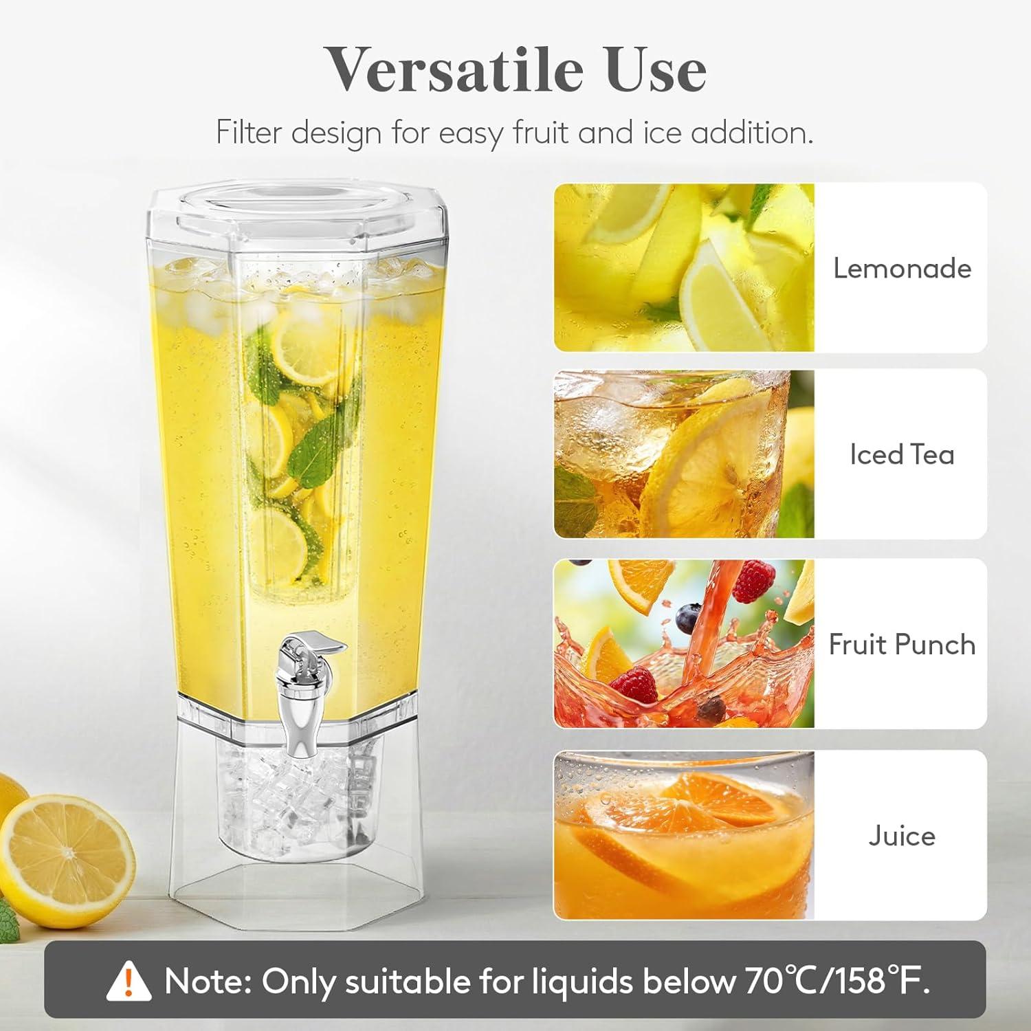 imageLifewit 16 Gallon Drink Dispenser for Parties 2 Pcs Large Plastic Beverage Container for JuiceTeaSoda with Stand amp Ice Core Clear Lemonade Dispenser with Spigot BPA Free Water Pitcher for Fridge2