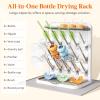 Lifewit Baby Bottle Drying Rack with 10 Hooks, Vertical Rack Dryer with Removable Pacifiers Box, Drip Tray, Space Saving Countertop Holder Organizer for Weighted Straws, Pump Parts(with Drain Mat)