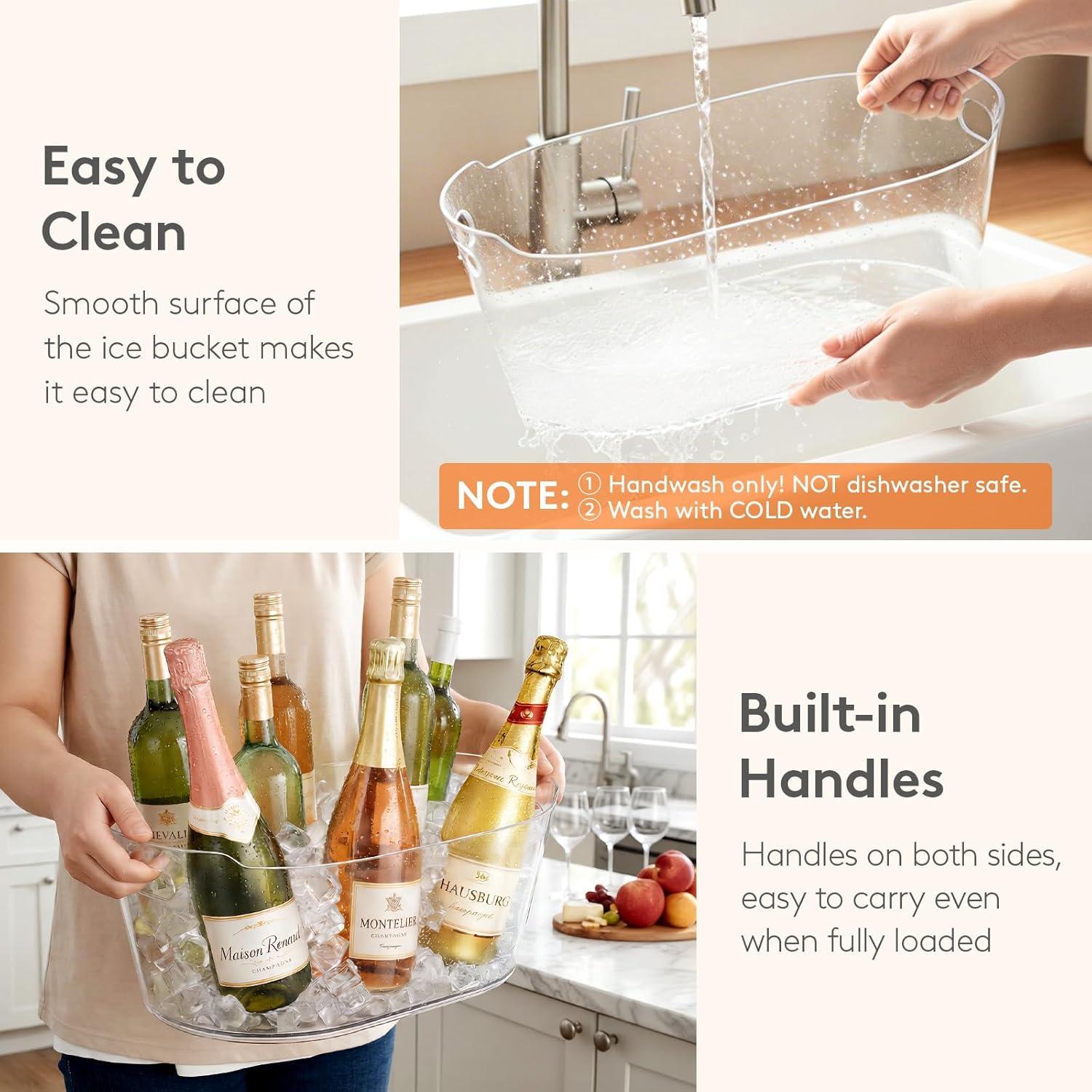 imageLifewit 115L Ice Bucket for Parties 2 Pcs Large Plastic Drink Cooler for Champagne Wine Beer Clear Beverage Tub for Mimosa amp Cocktail Bar Portable Chiller for Party Hosting amp Serving1