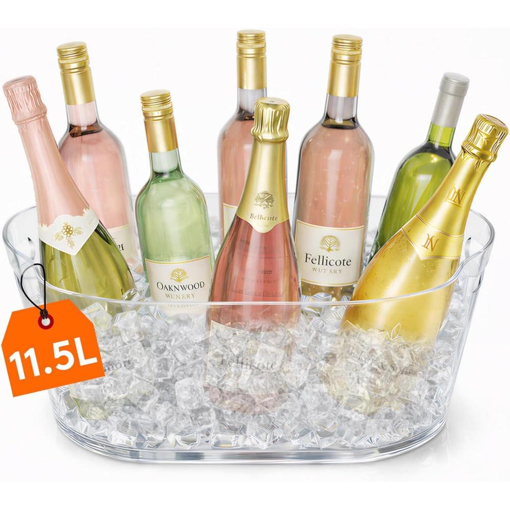 imageLifewit 115L Ice Bucket for Parties 2 Pcs Large Plastic Drink Cooler for Champagne Wine Beer Clear Beverage Tub for Mimosa amp Cocktail Bar Portable Chiller for Party Hosting amp Serving1