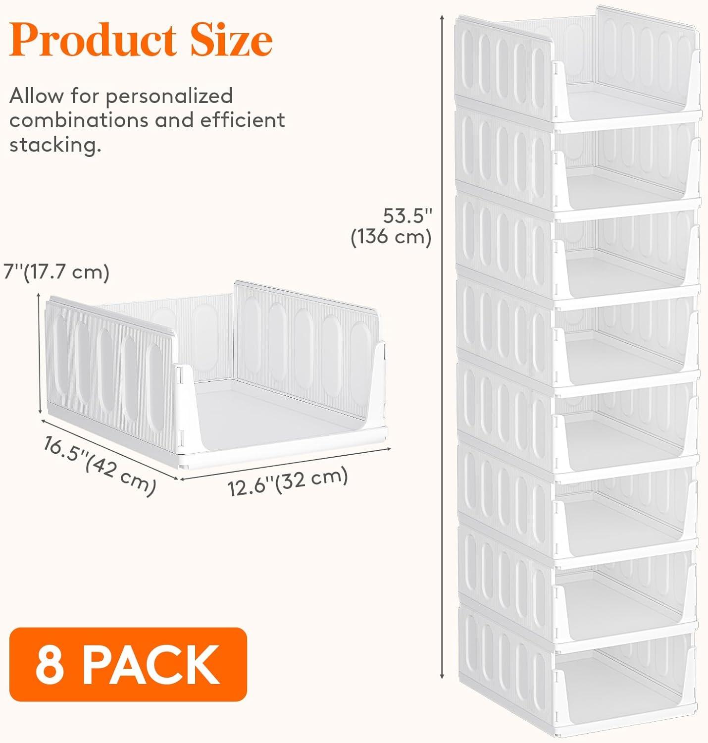 imageLifewit 6 Pack Stackable Closet Organizers and Storage Basket for Clothes Plastic Sweater Storage Bins for Wardrobe Multifunctional Pants Organizer for RV Pantry Kitchen Dorm 32 cm126 inchL8