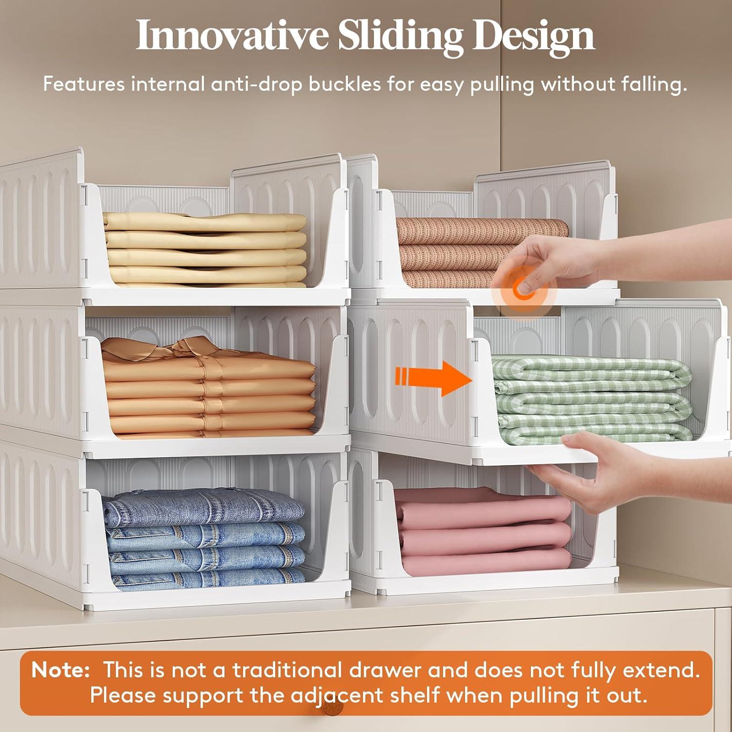 imageLifewit 6 Pack Stackable Closet Organizers and Storage Basket for Clothes Plastic Sweater Storage Bins for Wardrobe Multifunctional Pants Organizer for RV Pantry Kitchen Dorm 32 cm126 inchL16