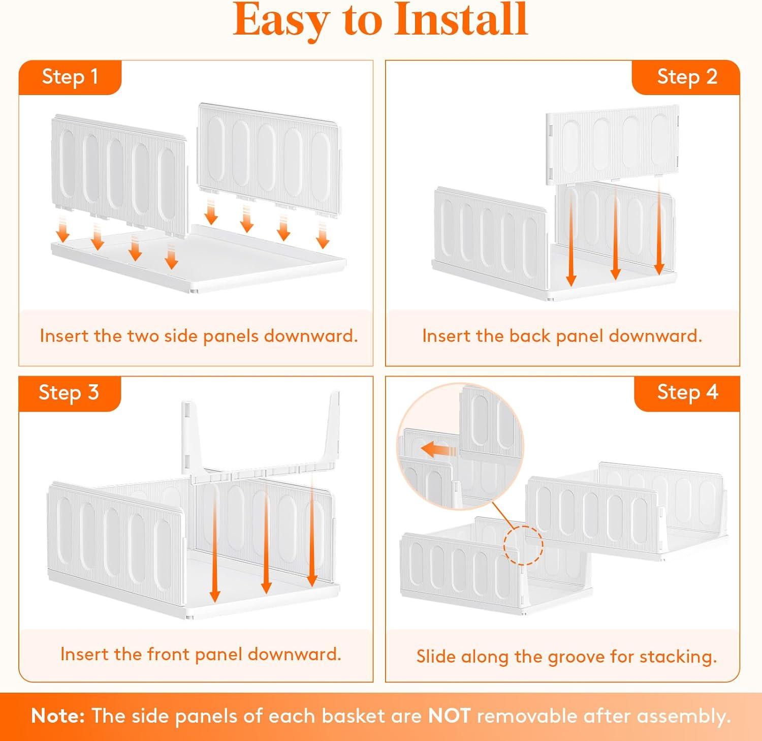 imageLifewit 6 Pack Stackable Closet Organizers and Storage Basket for Clothes Plastic Sweater Storage Bins for Wardrobe Multifunctional Pants Organizer for RV Pantry Kitchen Dorm 32 cm126 inchL12