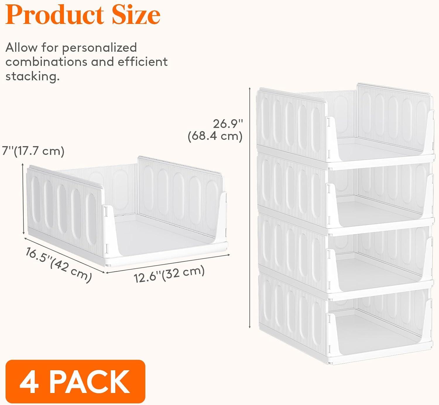 imageLifewit 6 Pack Stackable Closet Organizers and Storage Basket for Clothes Plastic Sweater Storage Bins for Wardrobe Multifunctional Pants Organizer for RV Pantry Kitchen Dorm 32 cm126 inchL16
