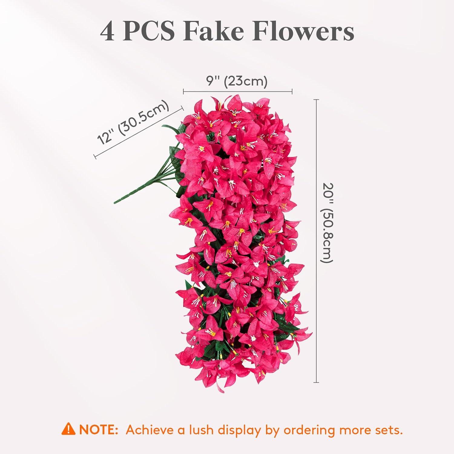 imageLifewit Artificial Bougainvillea Flowers 2 PCS Plastic Long Trailing Vines Fake Flowers for Outdoor Indoor Garden Porch Patio Balcony Decor UV Resistant Hot PinkHot Pink