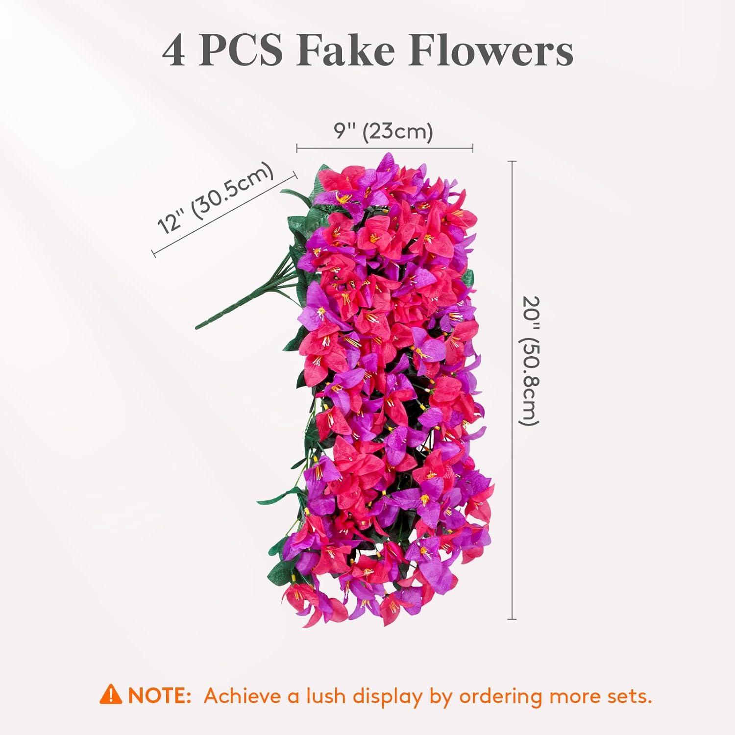 imageLifewit Artificial Bougainvillea Flowers 2 PCS Plastic Long Trailing Vines Fake Flowers for Outdoor Indoor Garden Porch Patio Balcony Decor UV Resistant Hot PinkPurple Hot Pink