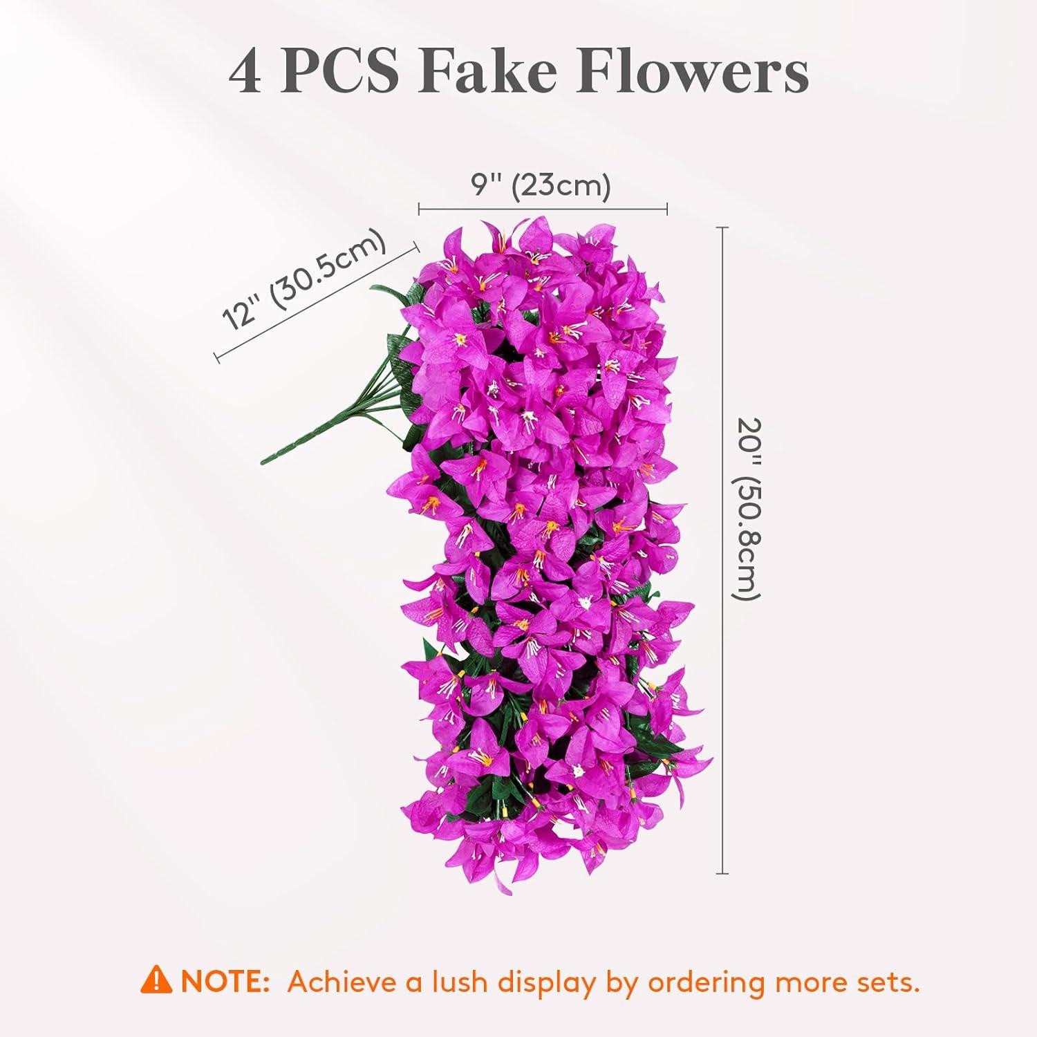 imageLifewit Artificial Bougainvillea Flowers 2 PCS Plastic Long Trailing Vines Fake Flowers for Outdoor Indoor Garden Porch Patio Balcony Decor UV Resistant Hot PinkPurple