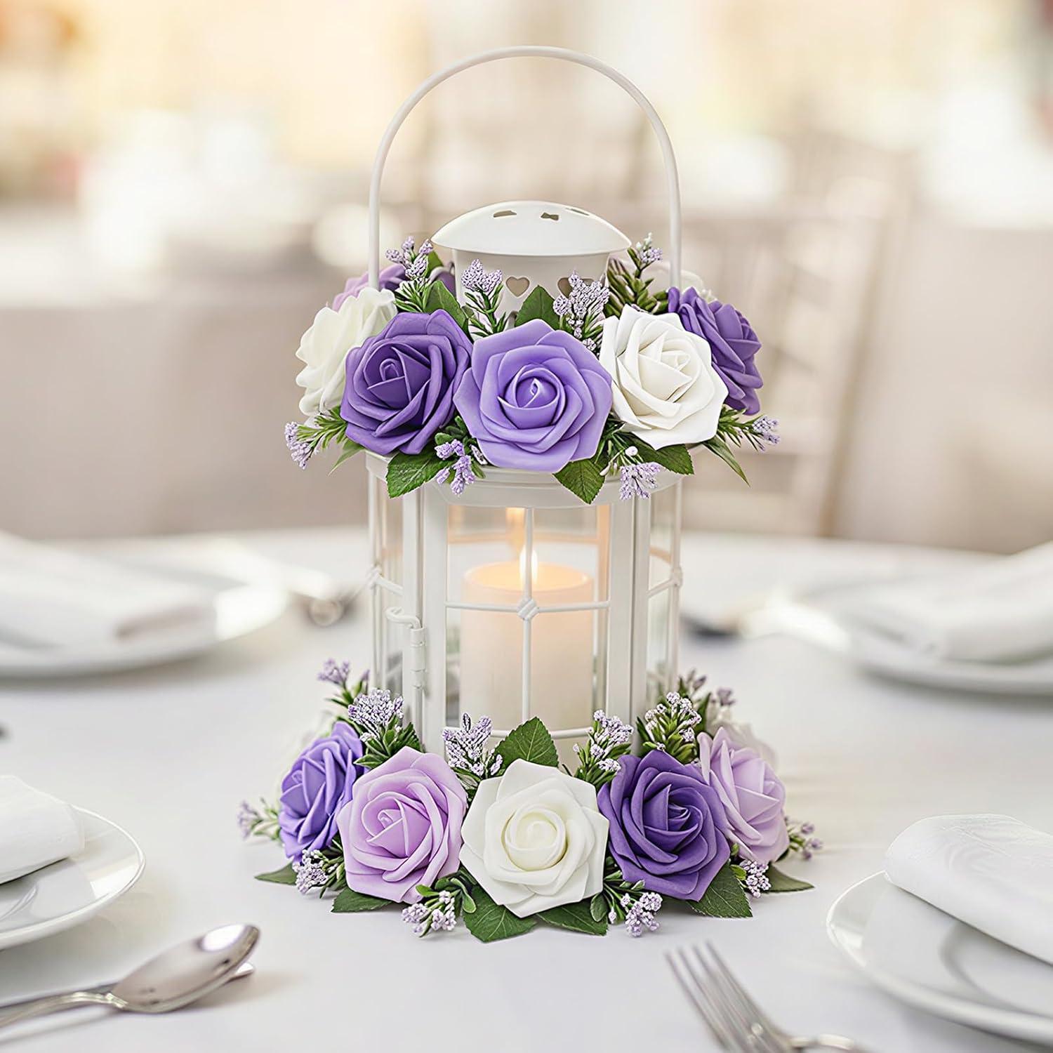imageLifewit Artificial Flowers 25 Pcs Ivory Foam Real Looking Roses with Stems Fake Roses for DIY Wedding Bouquets Centerpieces Arrangements Valentine DecorationsIvory