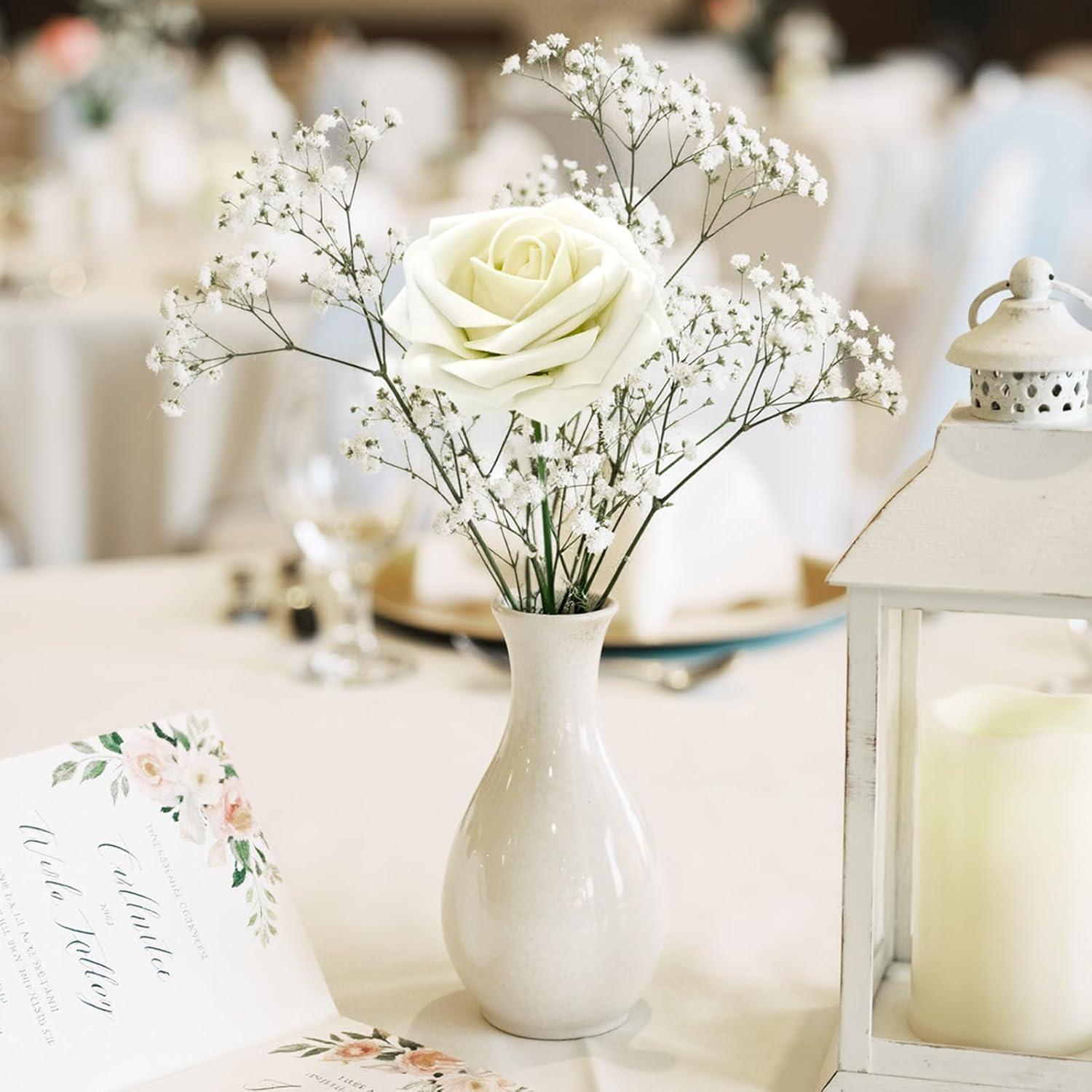 imageLifewit Artificial Flowers 25 Pcs Ivory Foam Real Looking Roses with Stems Fake Roses for DIY Wedding Bouquets Centerpieces Arrangements Valentine DecorationsIvory