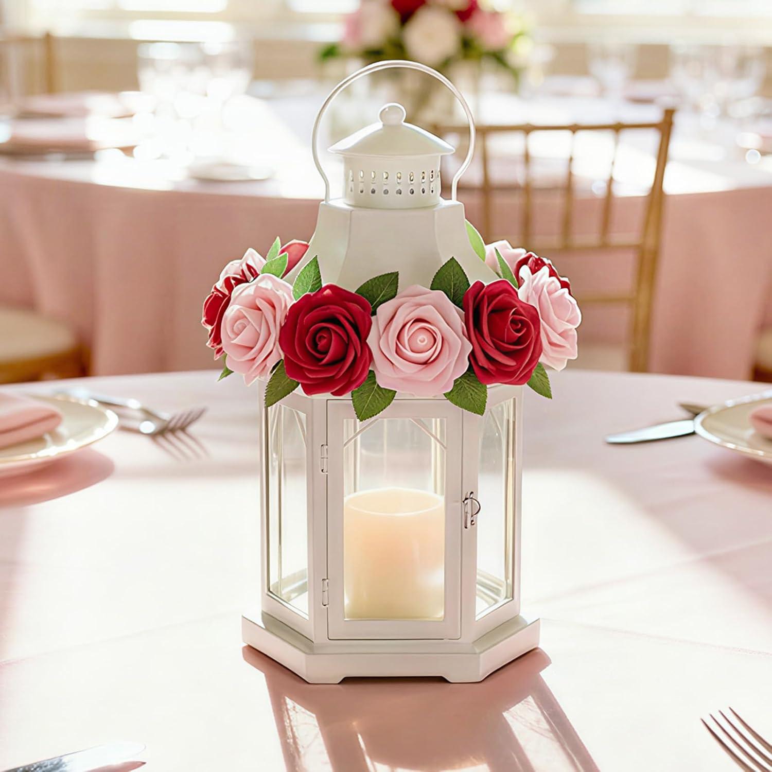imageLifewit Artificial Flowers 25 Pcs Ivory Foam Real Looking Roses with Stems Fake Roses for DIY Wedding Bouquets Centerpieces Arrangements Valentine DecorationsDark Red
