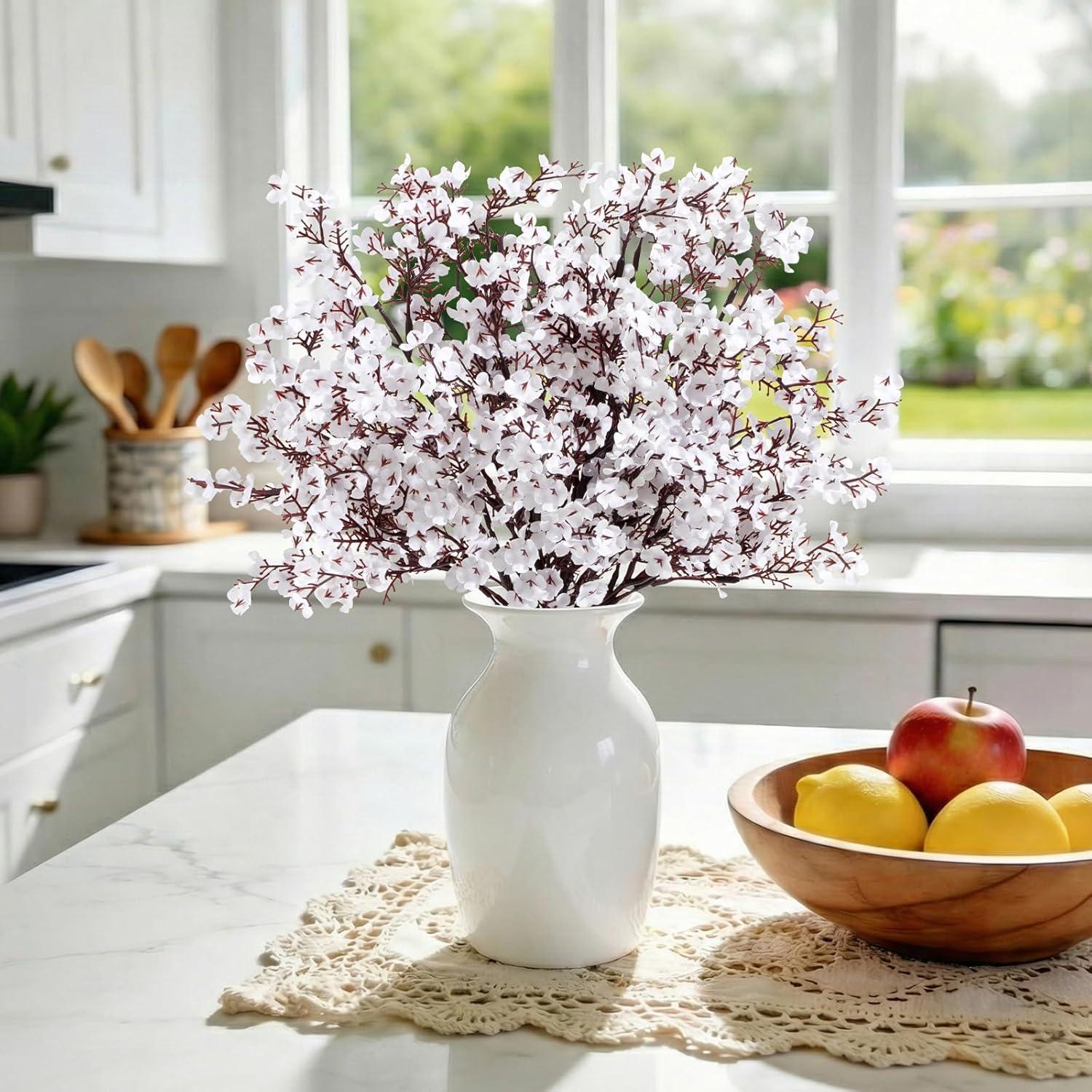 imageLifewit Babys Breath Artificial Flowers Silk Gypsophila Faux Floral Stems for Wedding Bouquets Home Decor Centerpieces DIY Arrangements Farmhouse amp Party Decorations Beige Brown 6 BundlesWhite