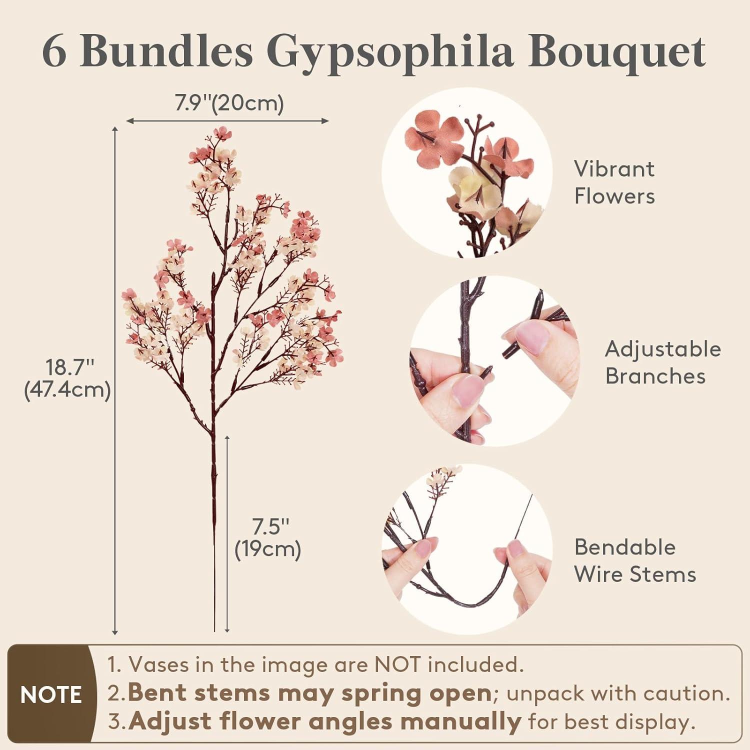 imageLifewit Babys Breath Artificial Flowers Silk Gypsophila Faux Floral Stems for Wedding Bouquets Home Decor Centerpieces DIY Arrangements Farmhouse amp Party Decorations Beige Brown 6 BundlesBeige Brown