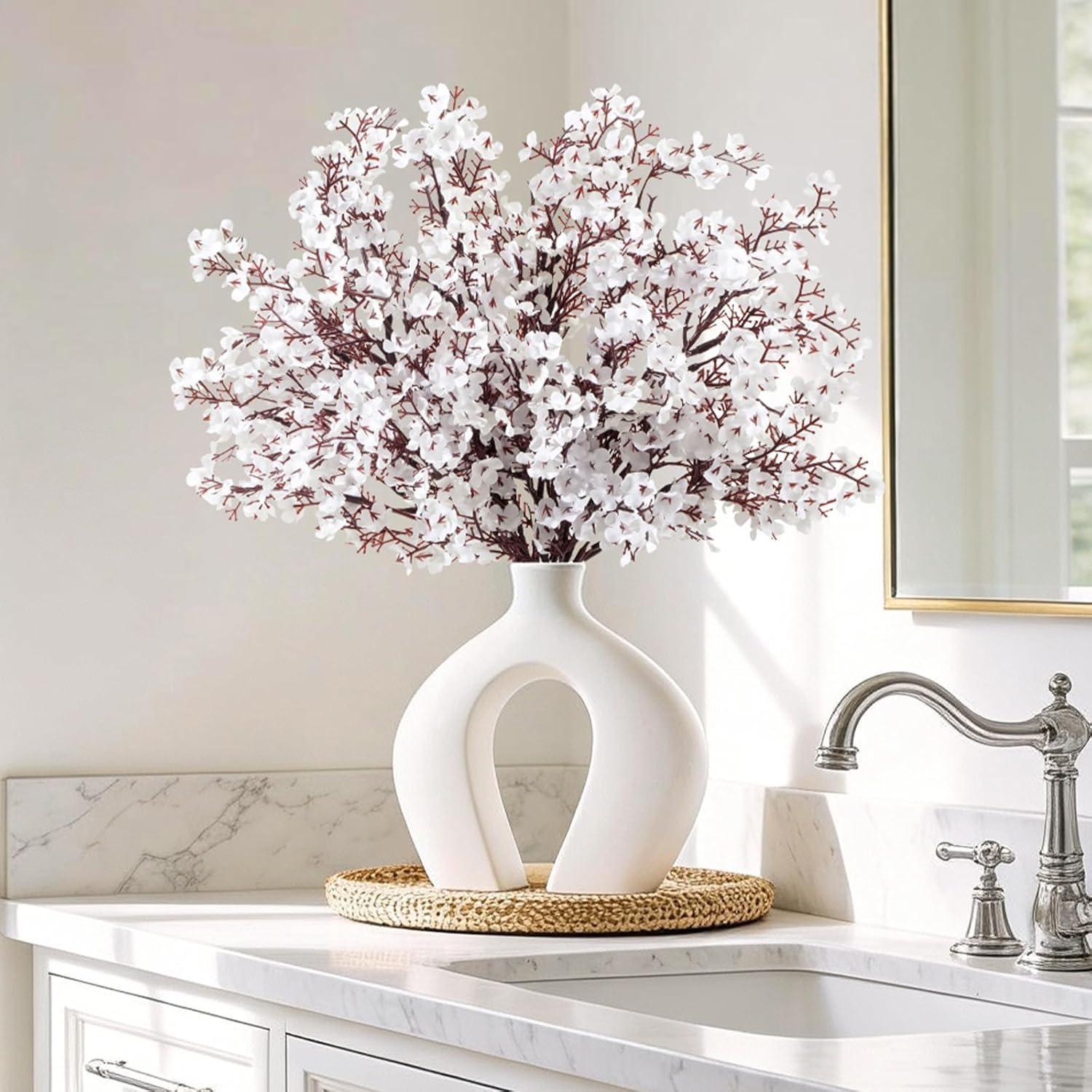 imageLifewit Babys Breath Artificial Flowers Silk Gypsophila Faux Floral Stems for Wedding Bouquets Home Decor Centerpieces DIY Arrangements Farmhouse amp Party Decorations Beige Brown 6 BundlesWhite