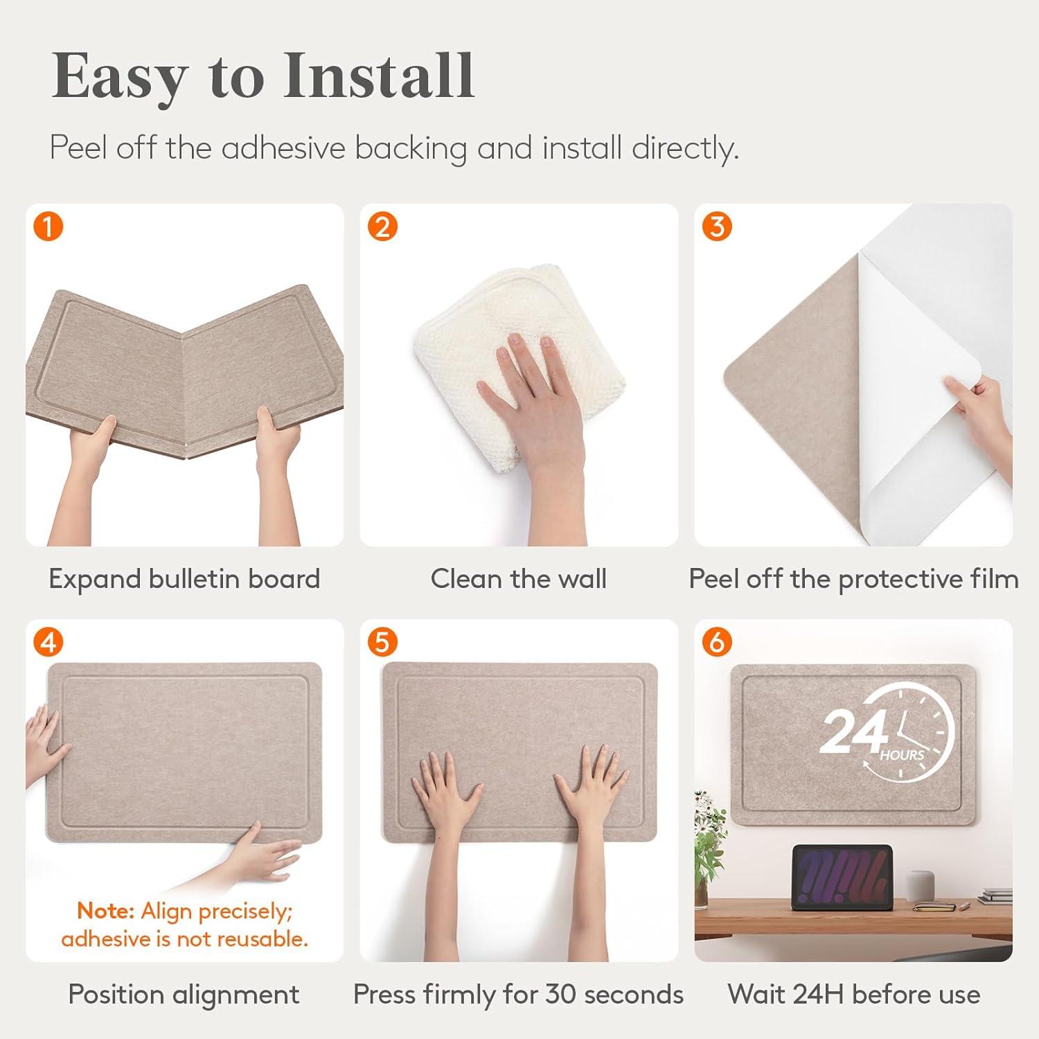 imageLifewit Cork Board Alternative 224x 148 Bulletin Board with SelfAdhesive Decorative Felt Pin Board Vision Board Message Board with 20 Pushpins for Office Wall Decor Room Decor Dark Camel