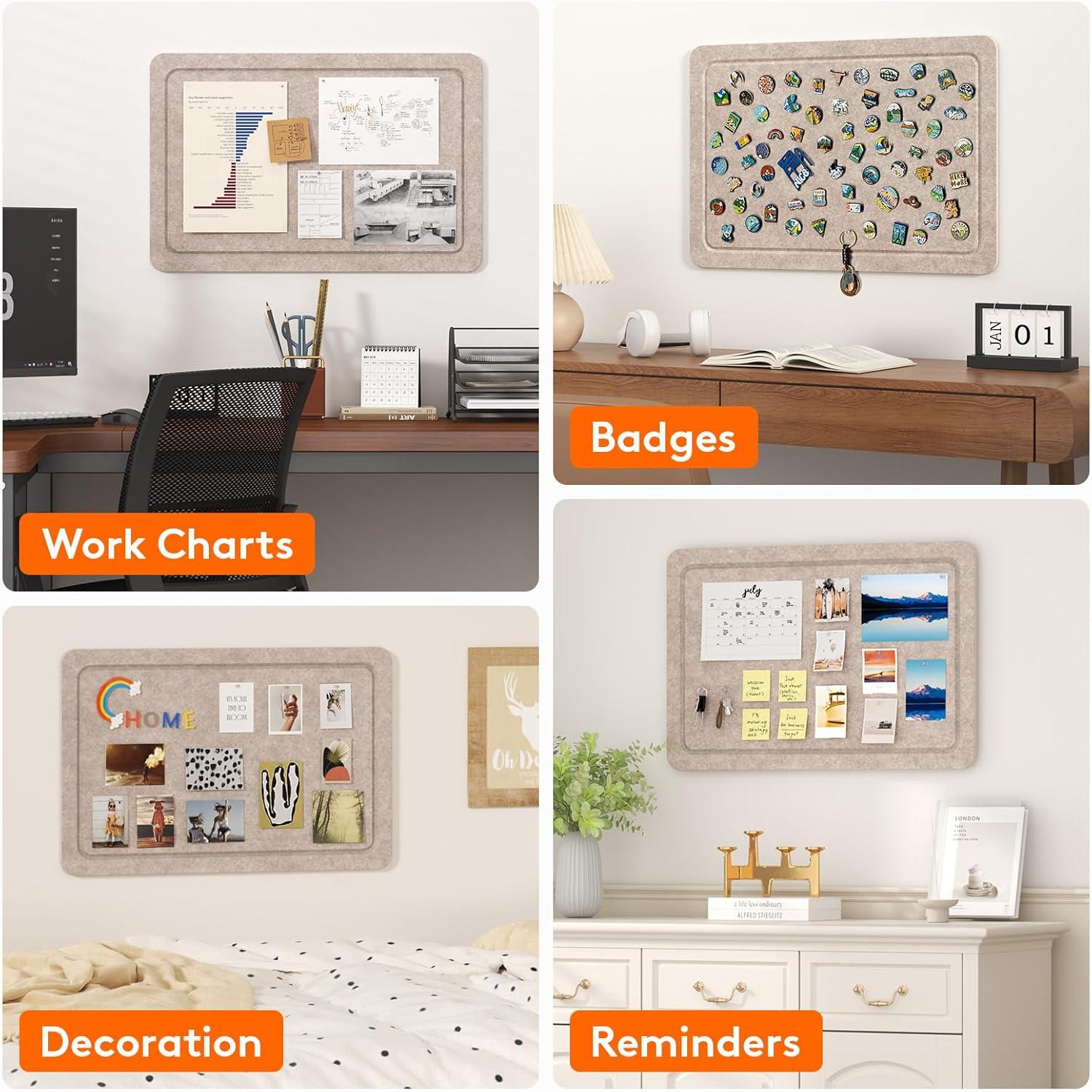 imageLifewit Cork Board Alternative 224x 148 Bulletin Board with SelfAdhesive Decorative Felt Pin Board Vision Board Message Board with 20 Pushpins for Office Wall Decor Room Decor Dark Camel