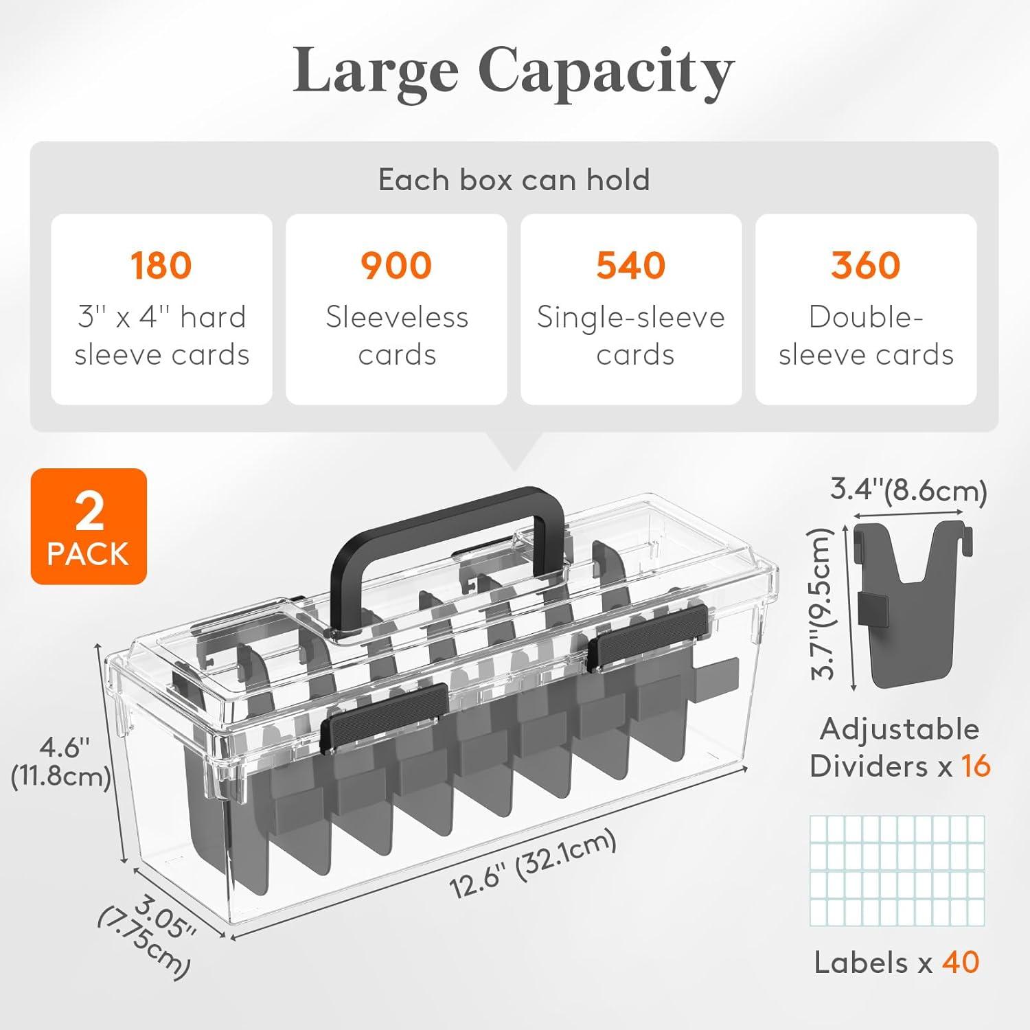 imageLifewit Trading Card Storage Box with 8 Adjustable Dividers Reinforced Latch Deck Box with Writable Labels Stackable Case Fit for MTG Sport Cards up to 900 Unsleeve180 with Toploader 2 Pack2