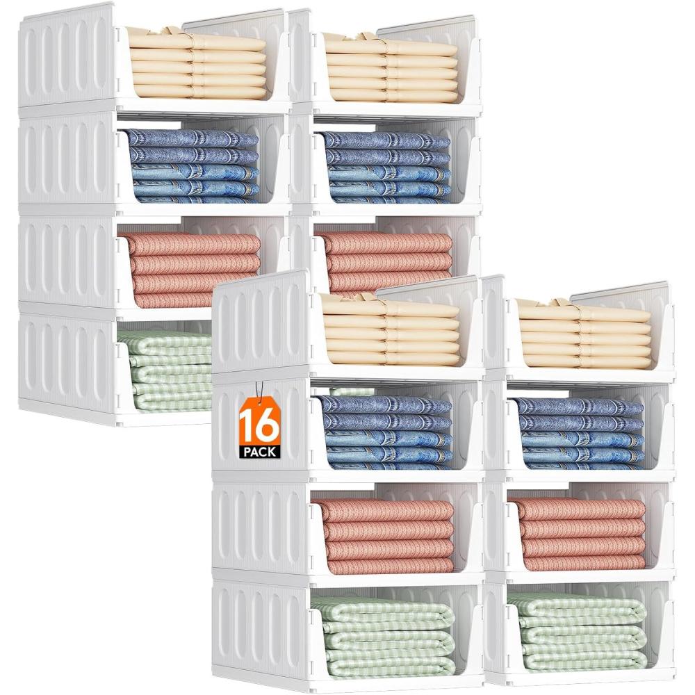 imageLifewit 6 Pack Stackable Closet Organizers and Storage Basket for Clothes Plastic Sweater Storage Bins for Wardrobe Multifunctional Pants Organizer for RV Pantry Kitchen Dorm 32 cm126 inchL16