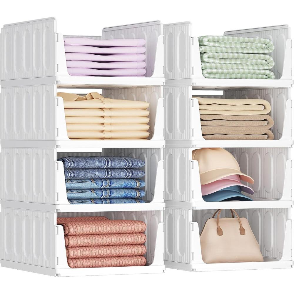 imageLifewit 6 Pack Stackable Closet Organizers and Storage Basket for Clothes Plastic Sweater Storage Bins for Wardrobe Multifunctional Pants Organizer for RV Pantry Kitchen Dorm 32 cm126 inchL8