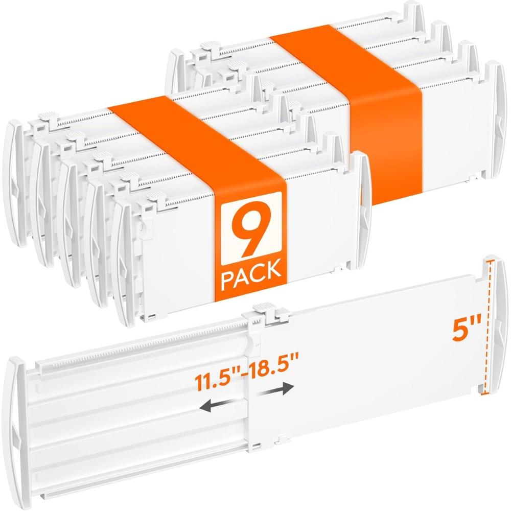 imageLifewit 6 Tall 5 Pack Drawer Dividers 3047cm115185 Expandable Drawer Divider for Clothes Adjustable Dresser Drawer Organizers Drawers Separators for DresserBathroomClosetKitchen White9