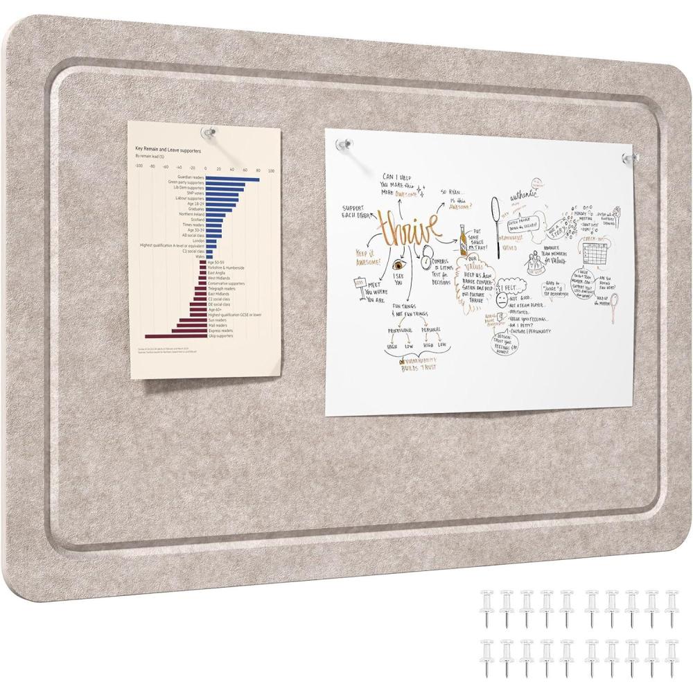 imageLifewit Cork Board Alternative 224x 148 Bulletin Board with SelfAdhesive Decorative Felt Pin Board Vision Board Message Board with 20 Pushpins for Office Wall Decor Room Decor Dark Camel