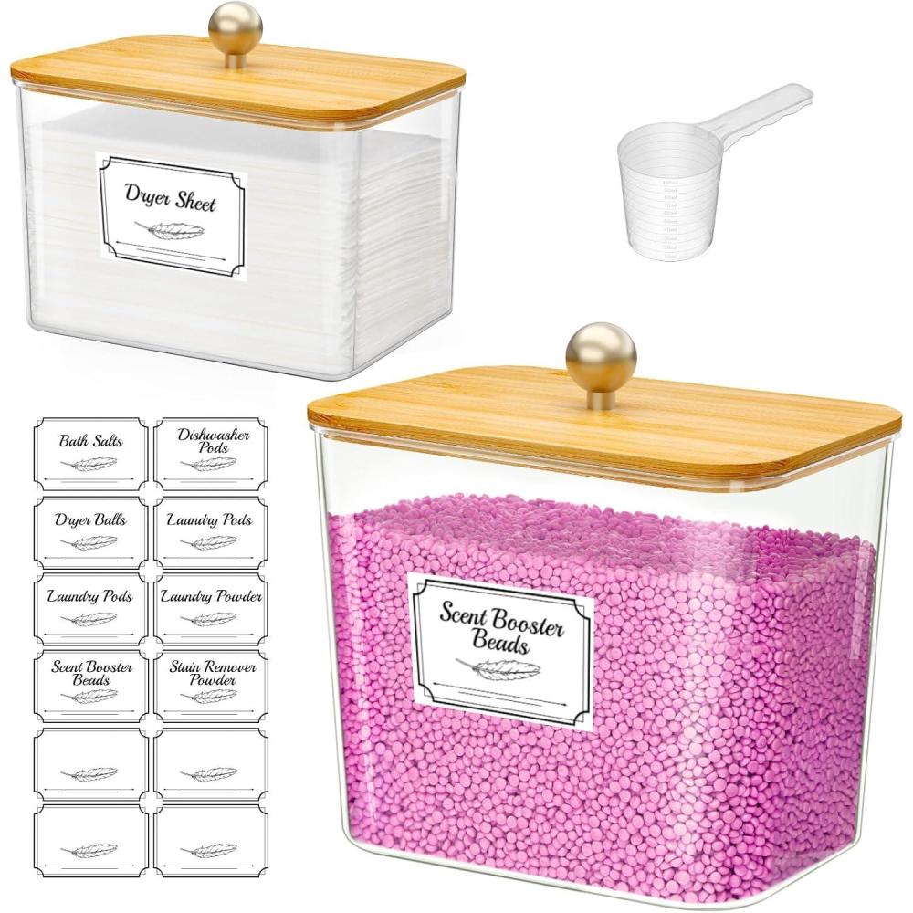 imageLifewit Laundry Pods Container with Lid Dryer Sheet Holder Room Organization Storage for Coffee Pods Kcup Washing Powder Scent Booster Beads 2600 ml07galNatural3 PcsNatural