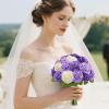 Lifewit Artificial Flowers, 25 Pcs Ivory Foam Real Looking Roses with Stems, Fake Roses for DIY Wedding Bouquets, Centerpieces Arrangements, Valentine Decorations(Ivory & Purple Mix)
