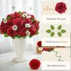 Lifewit Artificial Flowers, 25 Pcs Ivory Foam Real Looking Roses with Stems, Fake Roses for DIY Wedding Bouquets, Centerpieces Arrangements, Valentine Decorations(Dark Red)
