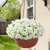 Lifewit Artificial Flowers Daisy for Outdoor Indoor, 6 Bundles Plastic Fake Flowers Mums for Home Garden Decor, Porch, Window Box, Faux Realistic Plants with UV Resistant(Mix for Yellow Orange Red)(White)