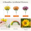 Lifewit Artificial Flowers Daisy for Outdoor Indoor, 6 Bundles Plastic Fake Flowers Mums for Home Garden Decor, Porch, Window Box, Faux Realistic Plants with UV Resistant(Mix for Yellow Orange Red)(3 Mix Color(yellow Orange Red))