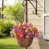 Lifewit Artificial Flowers for Outdoors, 12 Bundles Plastic Fake Flowers Daisy for Home Garden Decor, Faux Plants for Spring Summer Porch, Window Box, Vase Decoration(4 Mix Color)(4 Mix Color(fuchsia Purple Yellow Red))